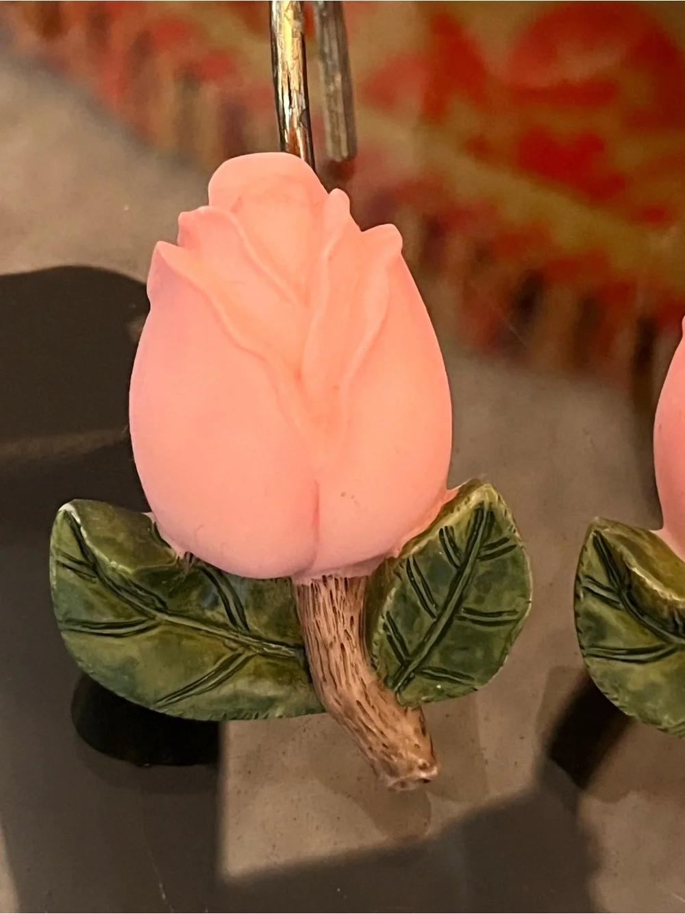 Paris Rose Pink Rose Shower Curtain Hooks